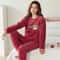 Women Winter Thick Flannel Coral Velvet Bear Pajama Set 6