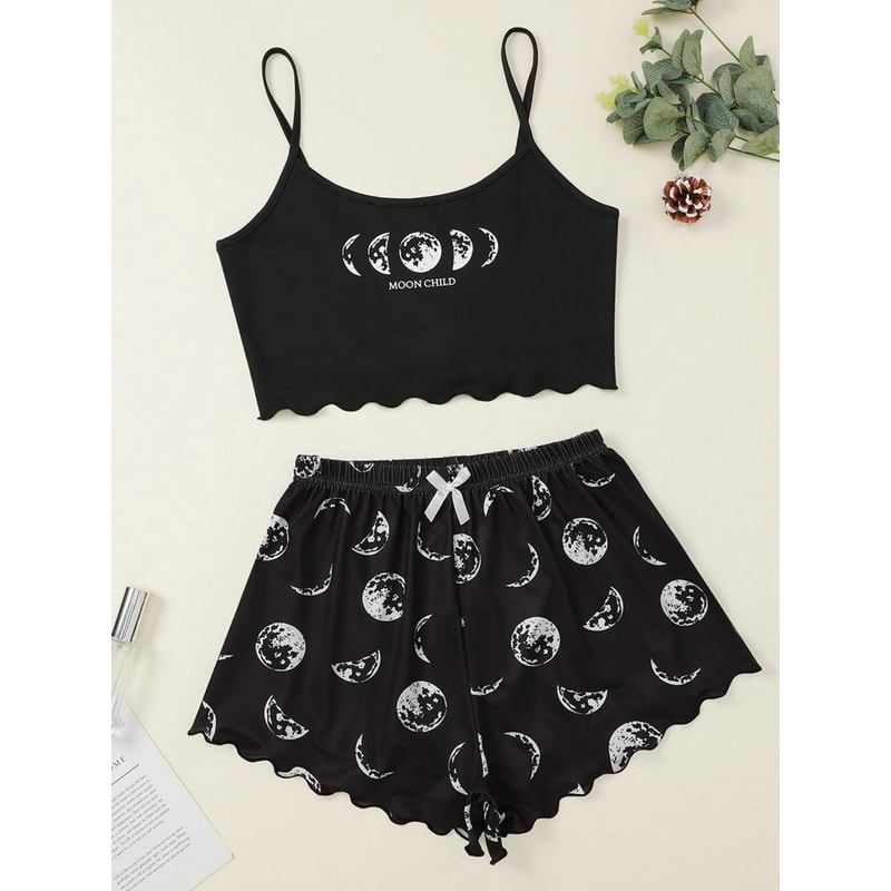 Women Leopard Print V Neck Cami And Shorts Pajama Set 6