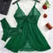 Women Sheer Lace Nightgown Set With Suspender Dress And G String 5