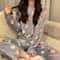 Women Winter Coral Fleece Cartoon Print Pajama Set 1