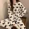 Women Winter Coral Fleece Cartoon Print Pajama Set 2
