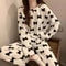 Women Winter Coral Fleece Cartoon Print Pajama Set 7