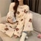 Women Winter Coral Fleece Cartoon Print Pajama Set 12
