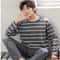 Men Striped Long Sleeve Pajama Set Spring Winter 1