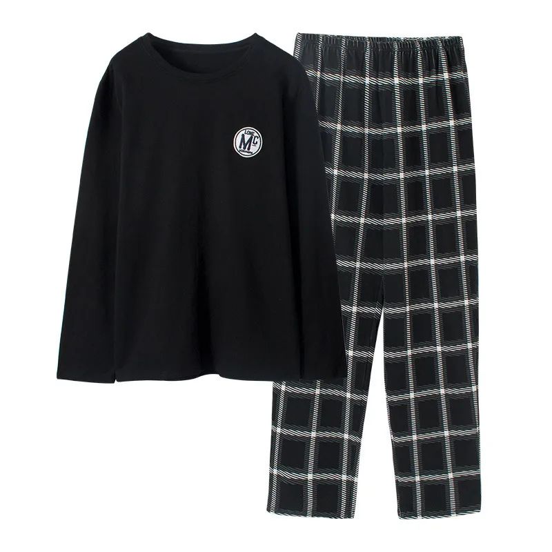 Men Striped Long Sleeve Pajama Set Spring Winter 2