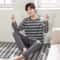 Men Striped Long Sleeve Pajama Set Spring Winter 7