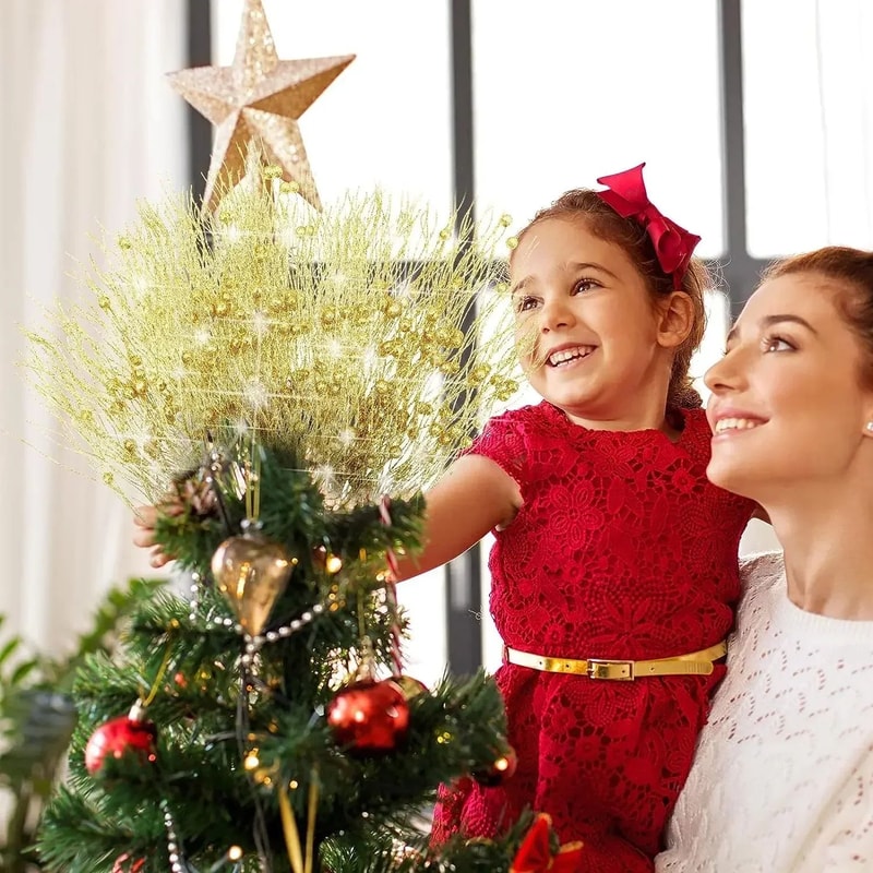 Gold Artificial Berry Stems For Christmas Tree And Wreath Decor 6