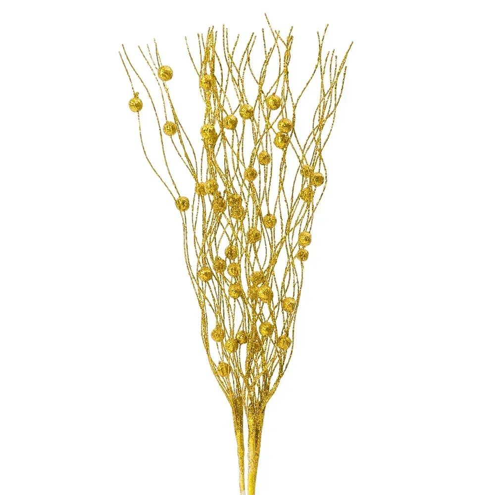 Gold Artificial Berry Stems For Christmas Tree And Wreath Decor 10