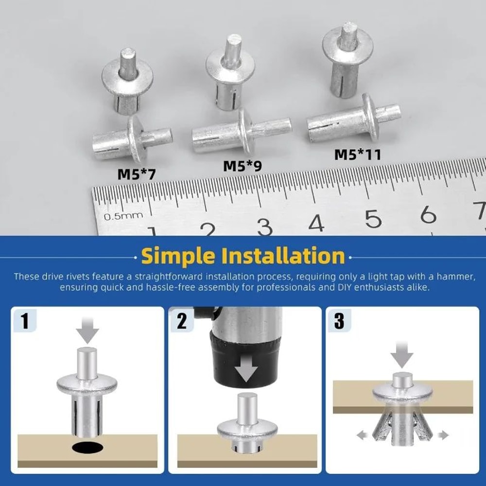 Hammer Drive Expansion Rivets Aluminum Nail Head Fasteners 4