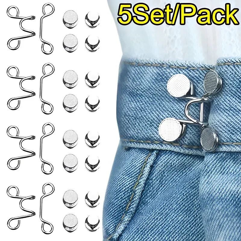 Adjustable Waist Extender Button Set For Jeans No Sewing 0