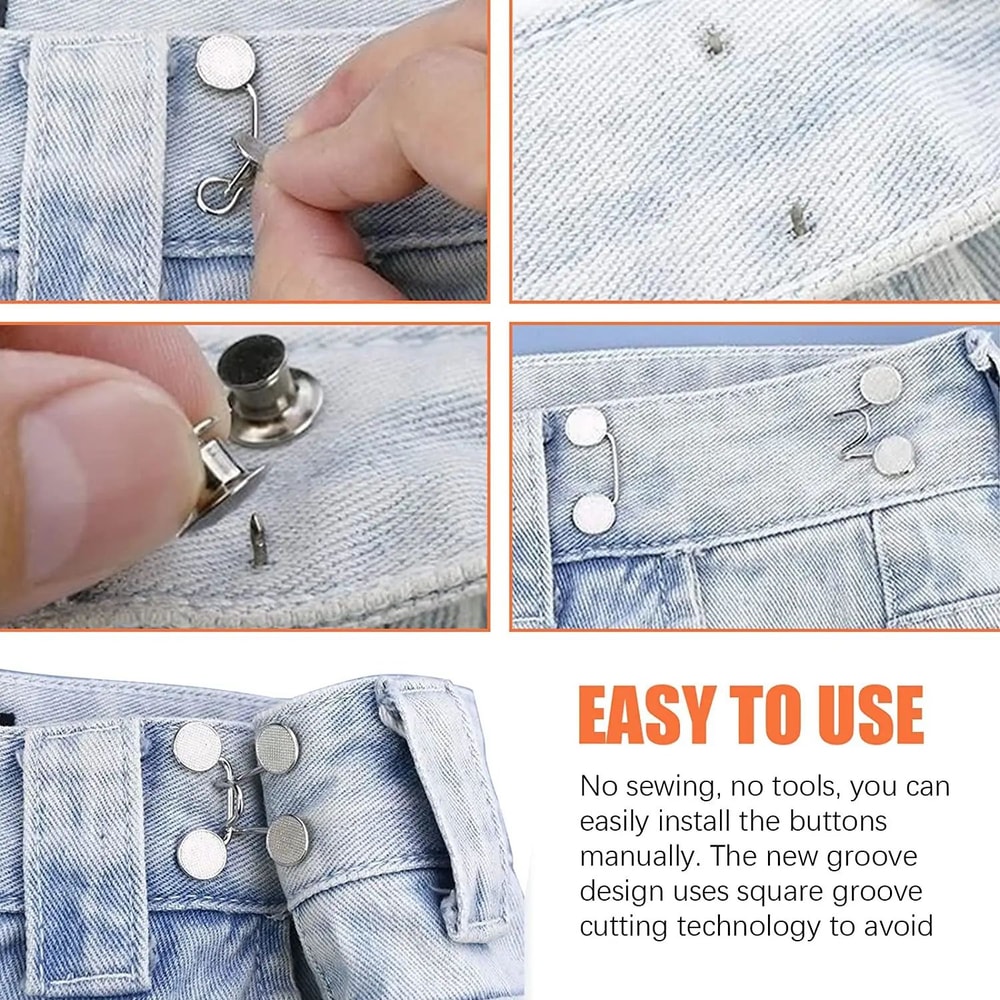 Adjustable Waist Extender Button Set For Jeans No Sewing 7