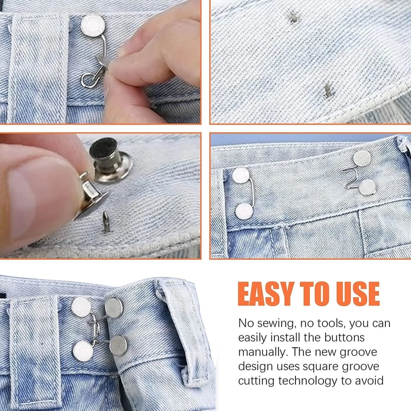 Adjustable Waist Extender Button Set For Jeans No Sewing 7