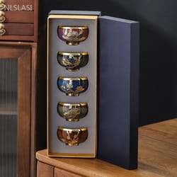 zen kiln-change ceramic tea cup set 5 pieces