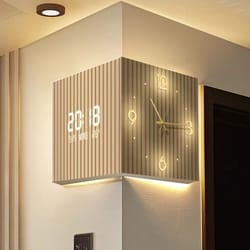 modern dual-sided corner wall clock