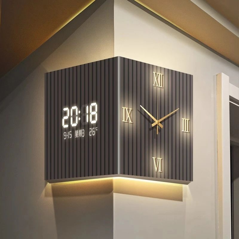 Modern DualSided Corner Wall Clock 2