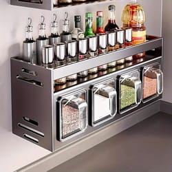 stainless steel wall-mounted kitchen spice rack