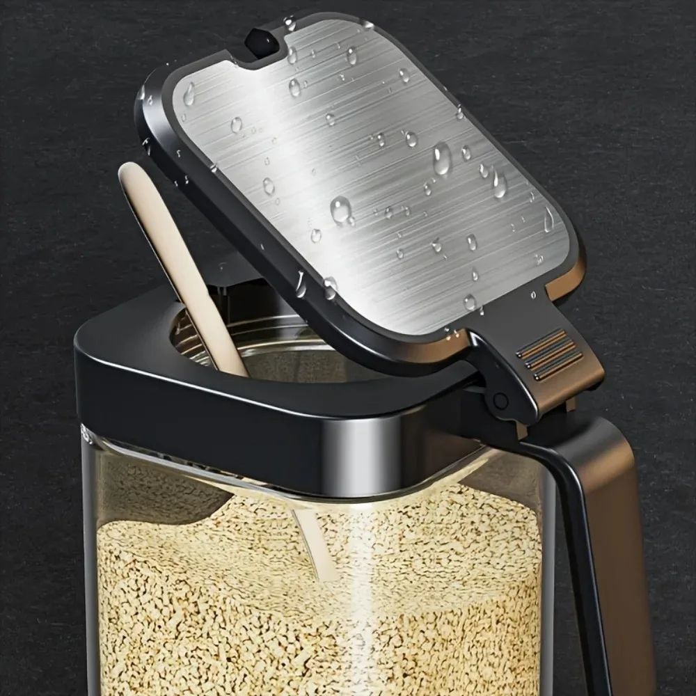 3Piece Borosilicate Glass Spice Jars With Bamboo Spoon 4