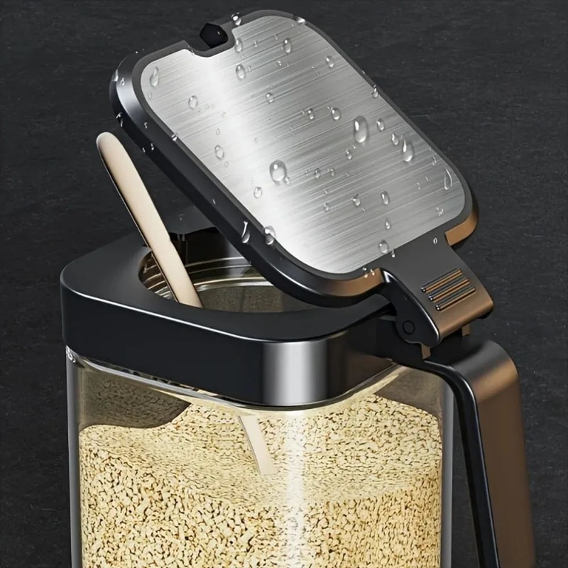 3Piece Borosilicate Glass Spice Jars With Bamboo Spoon 4