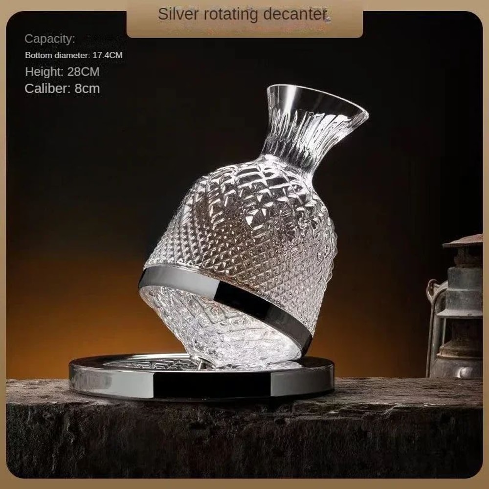 360 Rotating Crystal Glass Wine Decanter 1500 Ml 10