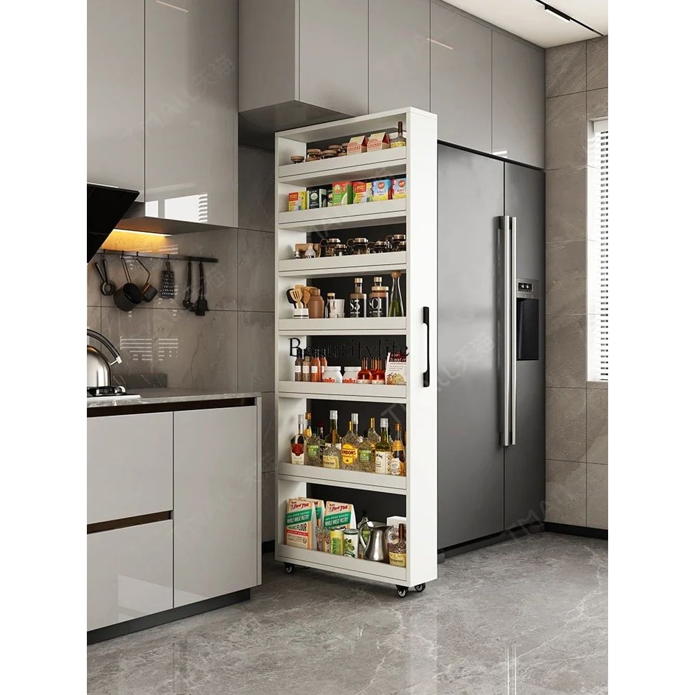 Narrow PullOut Kitchen Storage Cabinet For Refrigerator Gap 0