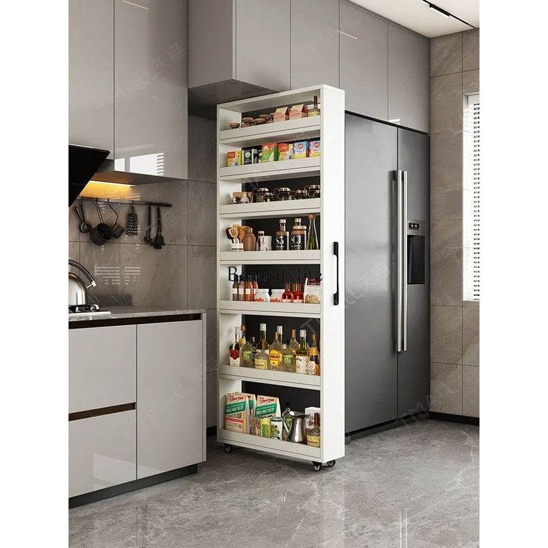 Narrow PullOut Kitchen Storage Cabinet For Refrigerator Gap 0