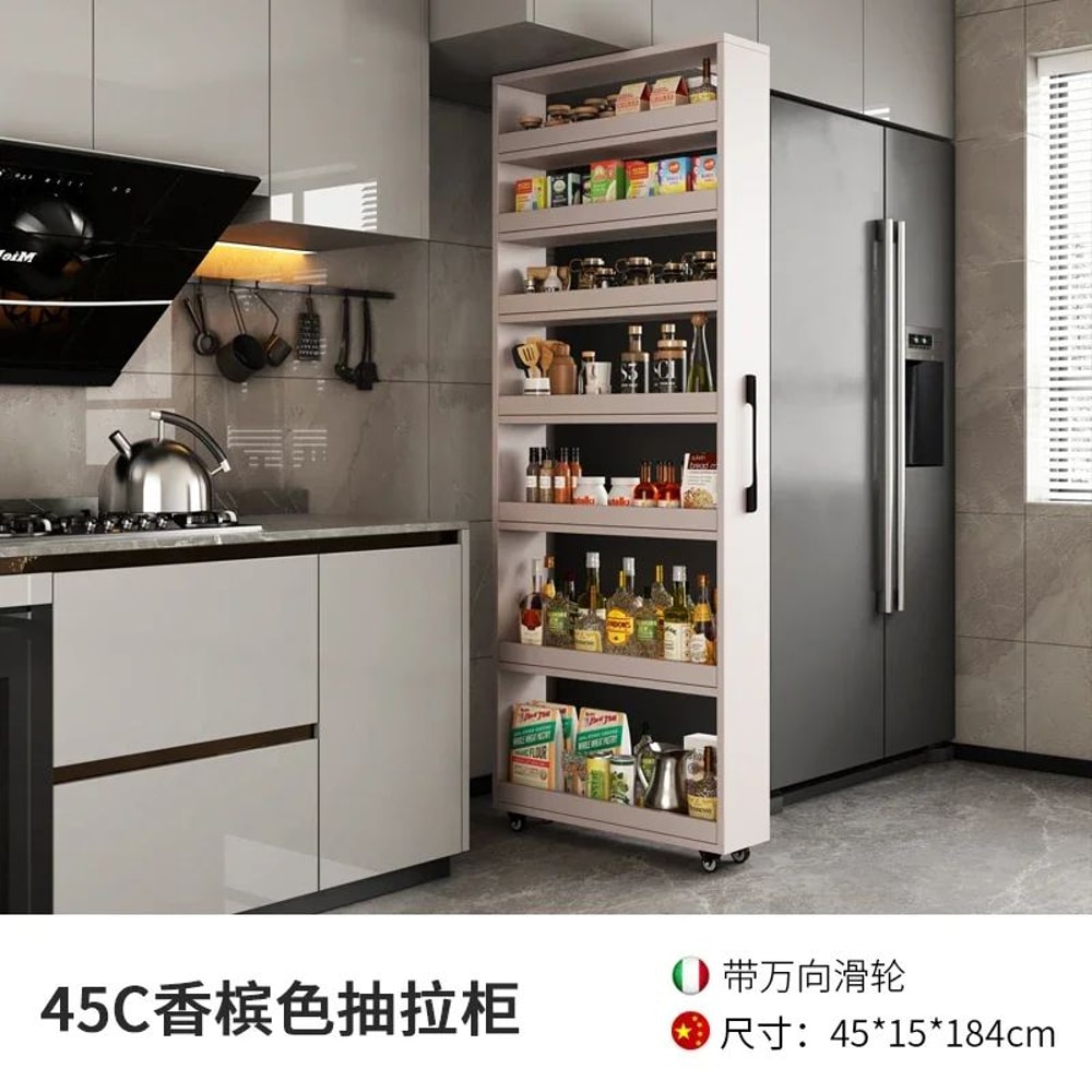 Narrow PullOut Kitchen Storage Cabinet For Refrigerator Gap 11