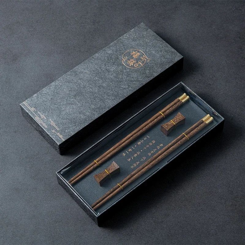 Premium Natural Red Sandalwood Chopsticks Set With Gift Box 10