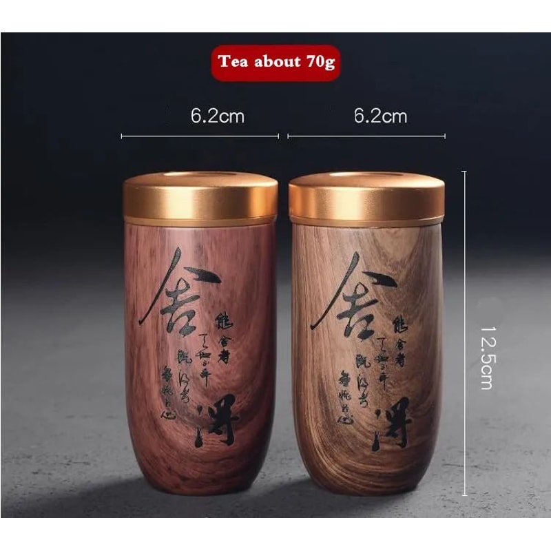 Portable Ceramic Tea Caddy With Wood Grain Finish 5