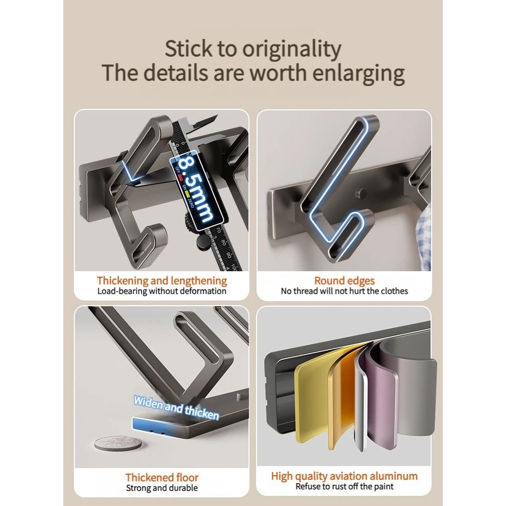 No Drill Aluminum Wall And Door Hook 4