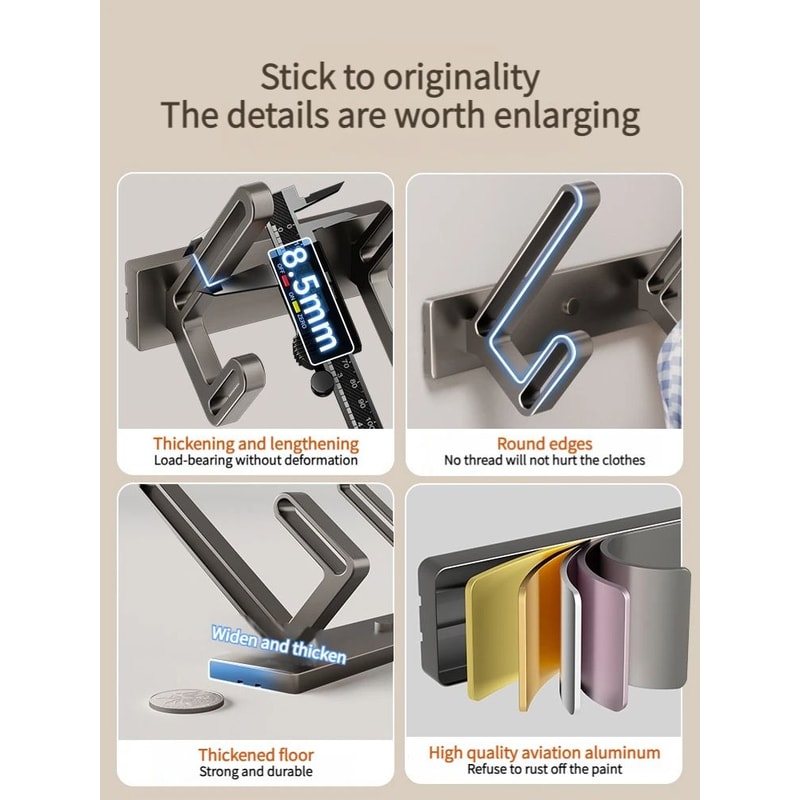 No Drill Aluminum Wall And Door Hook 4