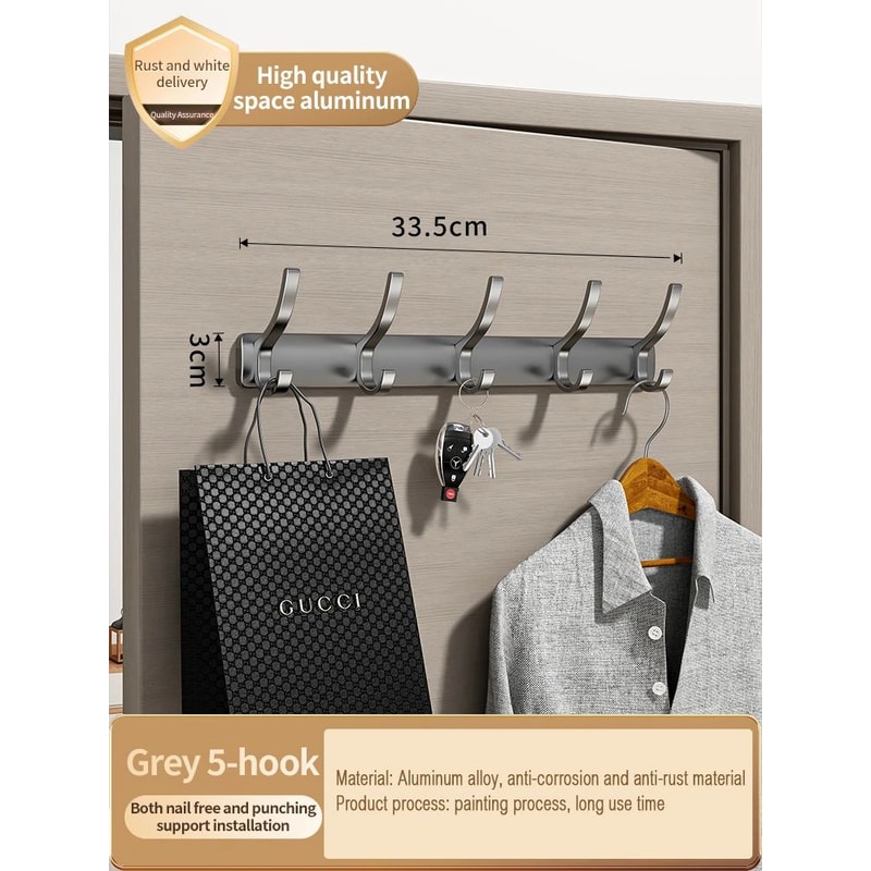 No Drill Aluminum Wall And Door Hook 20