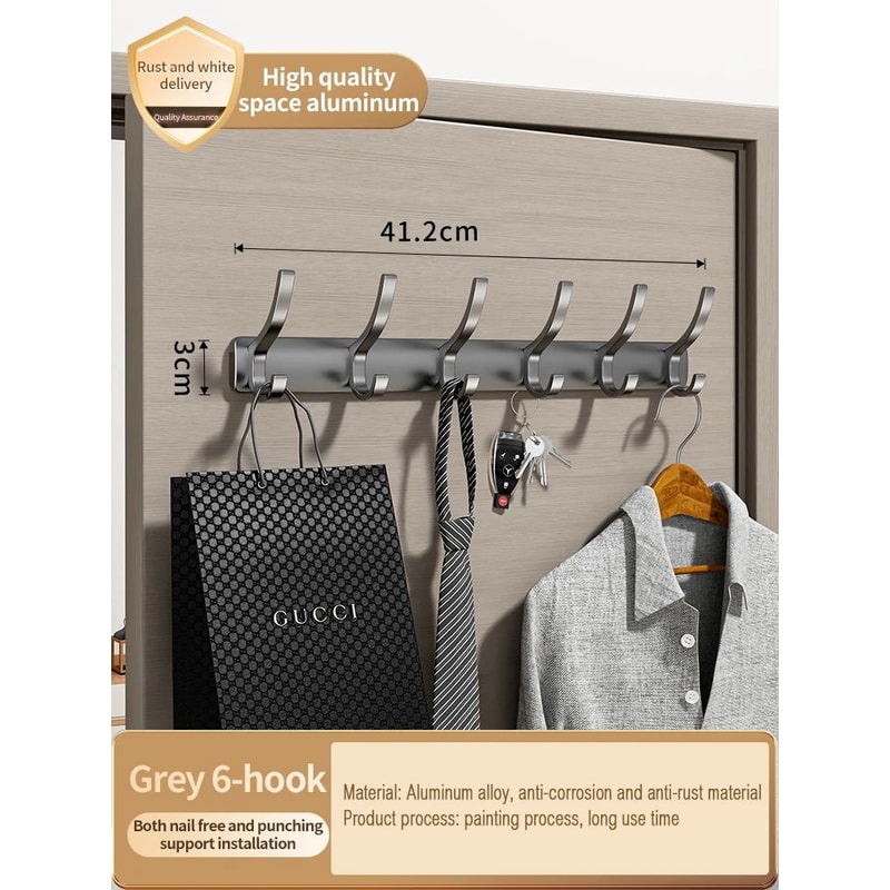 No Drill Aluminum Wall And Door Hook 21