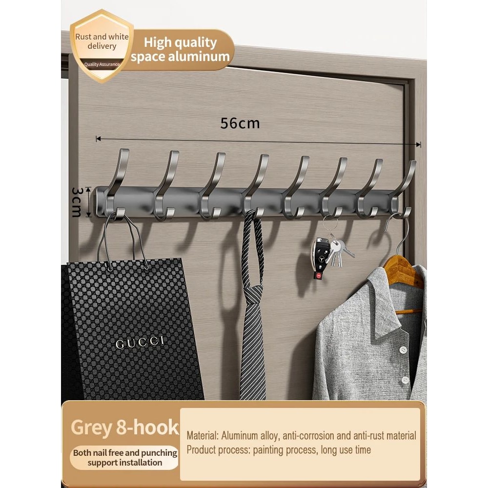 No Drill Aluminum Wall And Door Hook 22