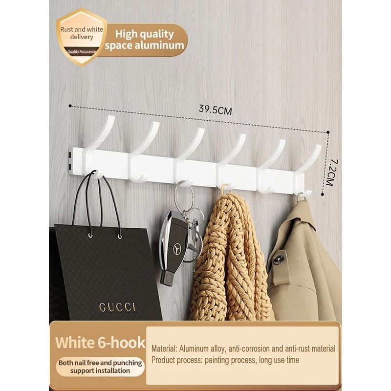 No Drill Aluminum Wall And Door Hook 24