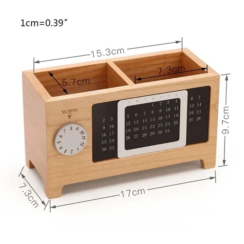 Wooden Multifunctional Desk Organizer With Calendar 2
