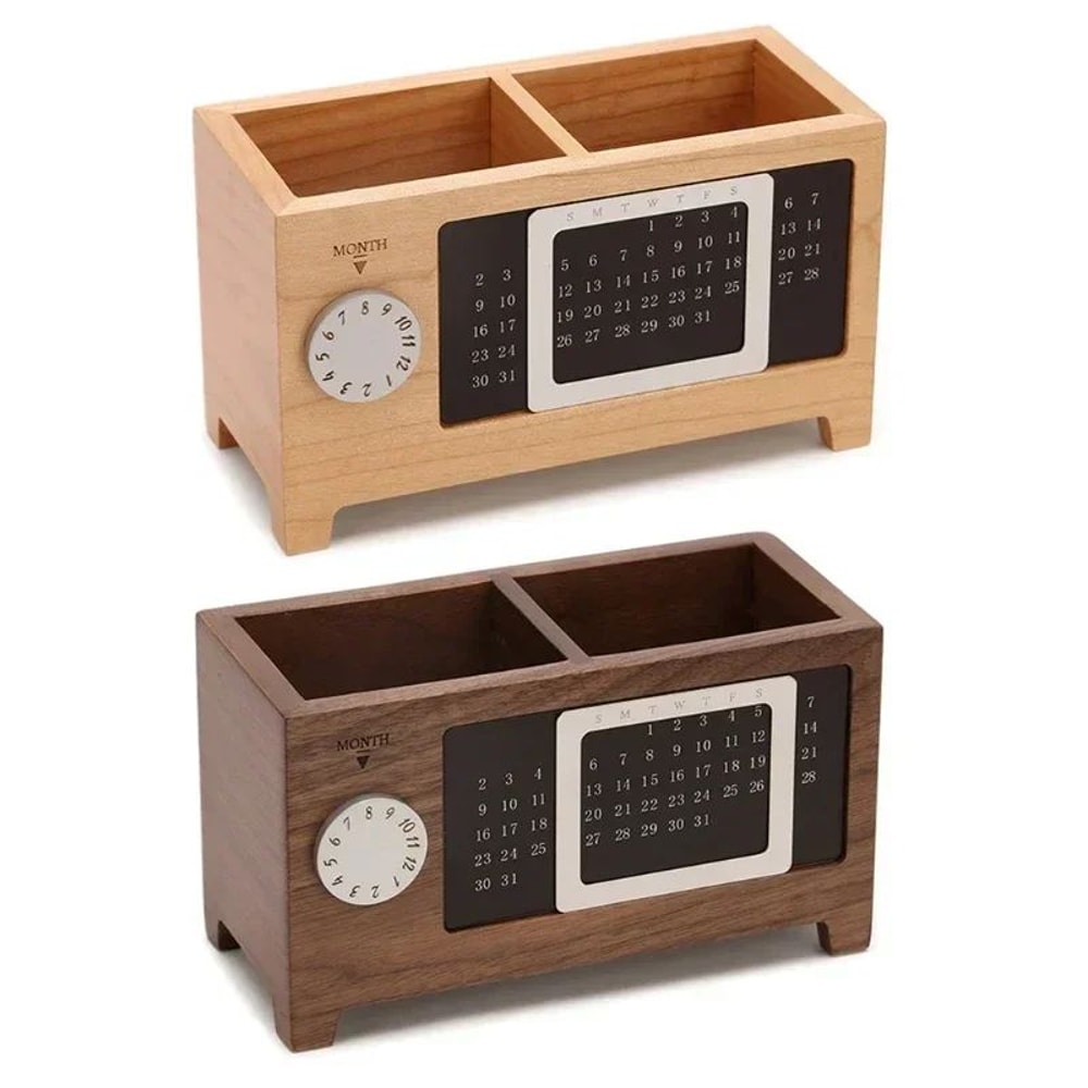 Wooden Multifunctional Desk Organizer With Calendar 3