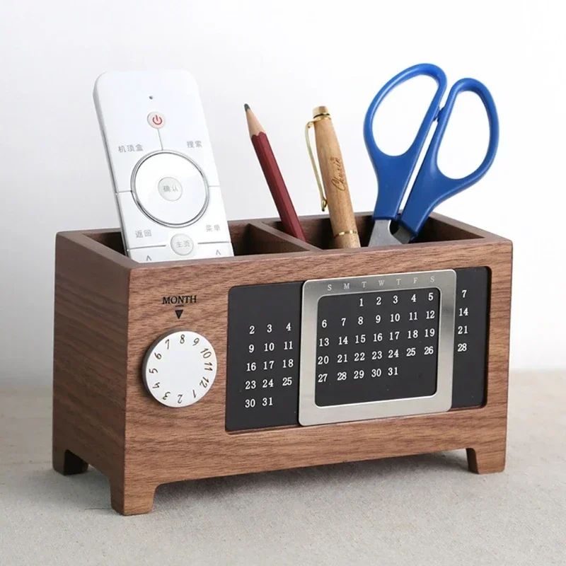 Wooden Multifunctional Desk Organizer With Calendar 5