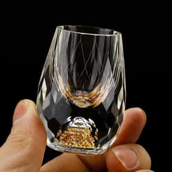 luxury crystal glass with gold foil double bottom
