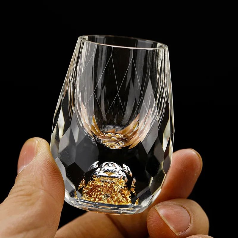 Luxury Crystal Glass With Gold Foil Double Bottom 0