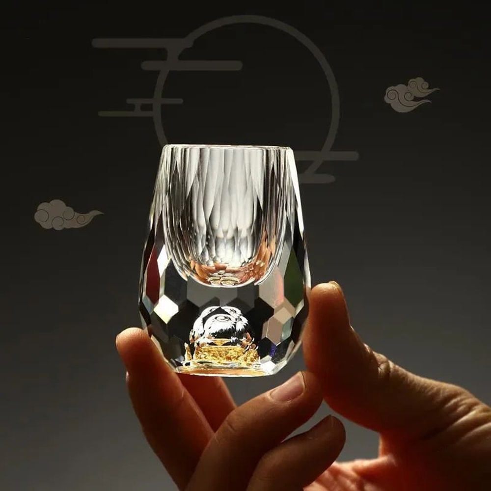 Luxury Crystal Glass With Gold Foil Double Bottom 3