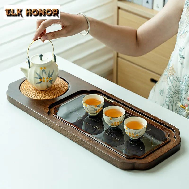 Walnut Wood Tea Tray With Water Storage Base 4