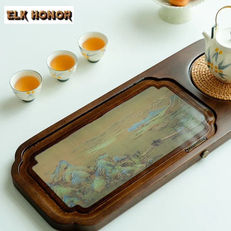 Walnut Wood Tea Tray With Water Storage Base 5