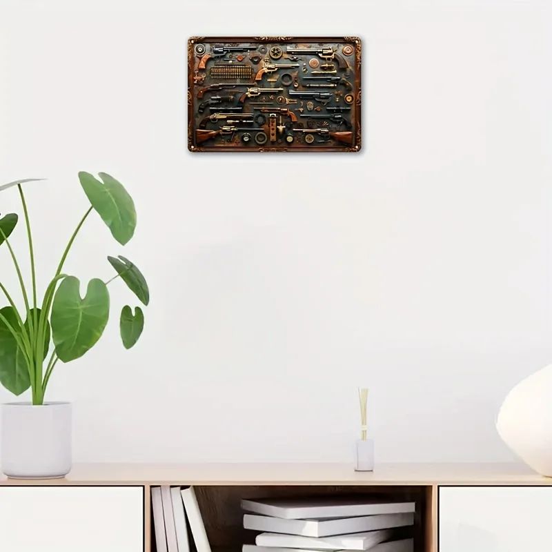 Vintage GunThemed Metal Wall Sign 1