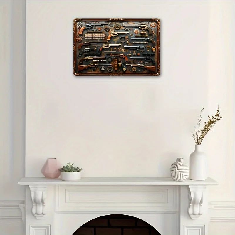 Vintage GunThemed Metal Wall Sign 4