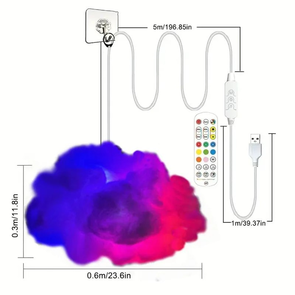 393 Inch 3D Thunder Cloud LED Ambient Light 3