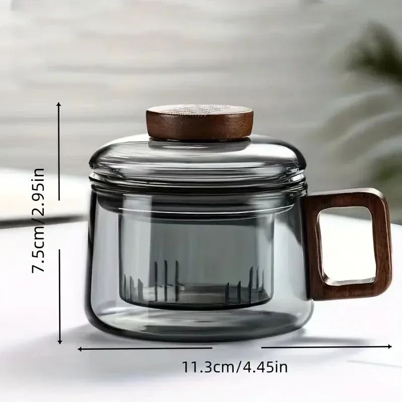 200 Ml Glass Tea Cup With Wooden Handle And Filter 5