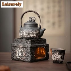 handmade wabi sabi black pottery buddha tea warmer