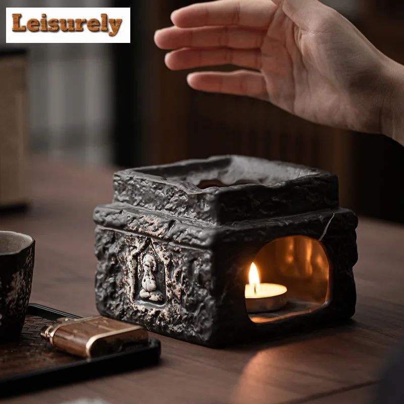 Handmade Wabi Sabi Black Pottery Buddha Tea Warmer 1