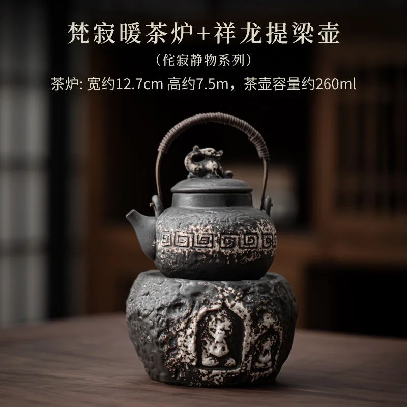 Handmade Wabi Sabi Black Pottery Buddha Tea Warmer 12