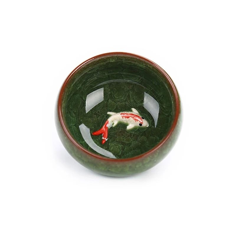 3D Golden Fish China Tea Cup Set 6 Pcs 1